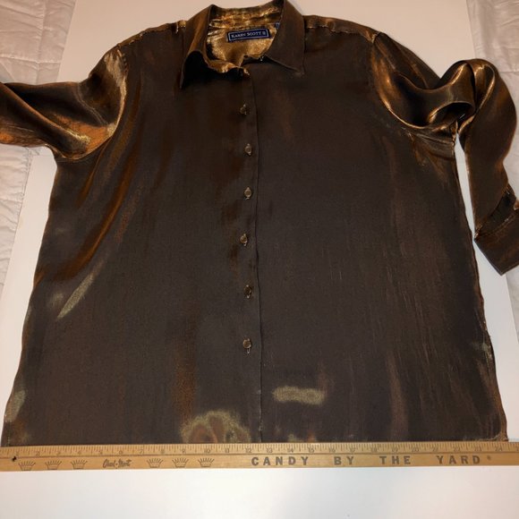 Vintage Karen Scott II Iridescent Bronze / Brown Blouse Size 1X - Picture 9 of 12